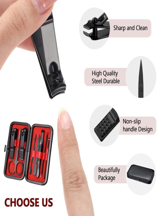 Geosar 12 Sets Manicure Set Nail Clippers Pedicure Kit 8 in 1 Grooming Stainless Steel Kits Nail Care Tools with Travel Case Valentine Day Gifts for Employee Coworker Teachers Nurse(Red Background) - Image 5